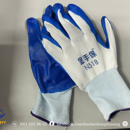 Găng Tay Phủ Sơn Nitrile Xanh N518 – Găng tay chống dầu
