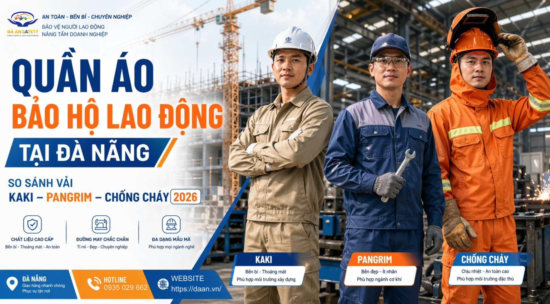 Quần áo bảo hộ lao động tại Đà Nẵng so sánh các loại vải
