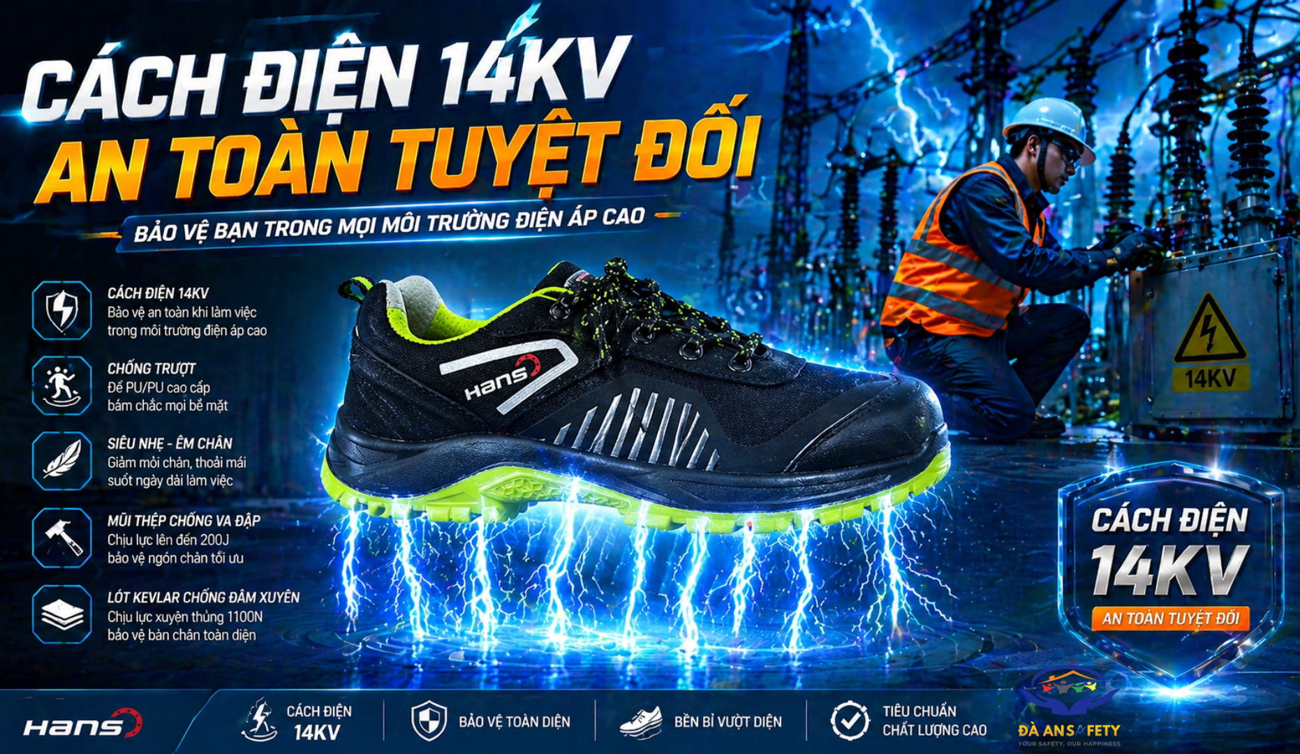 Giày bảo hộ Hans HS530 tại Đà Nẵng cách điện