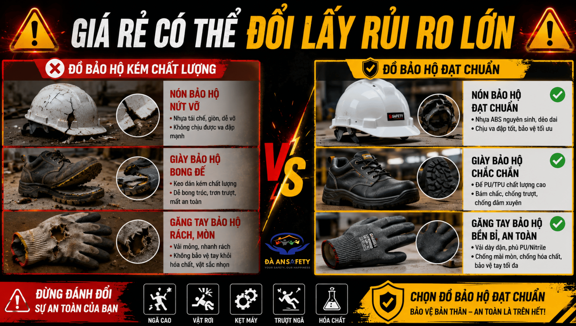 Bảo hộ lao động tại Đà Nẵng giá rẻ đánh đổi rủi ro