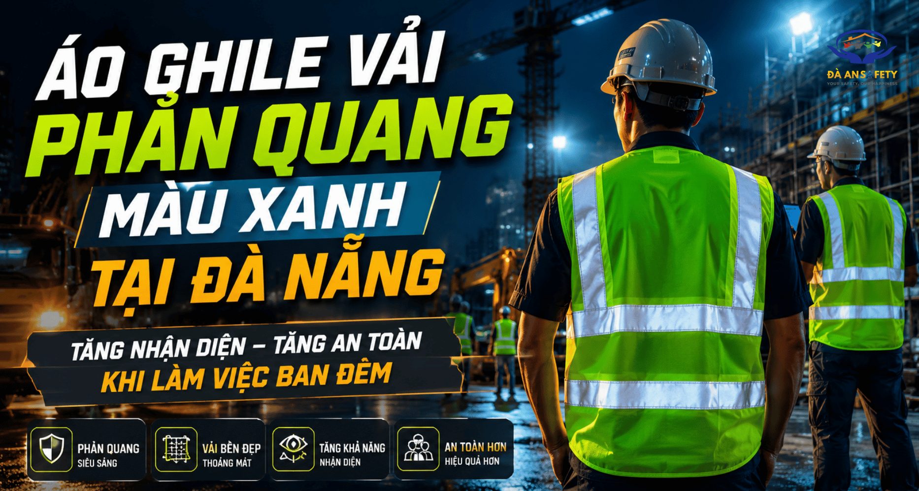 Áo ghile vải phản quang màu xanh tại Đà Nẵng