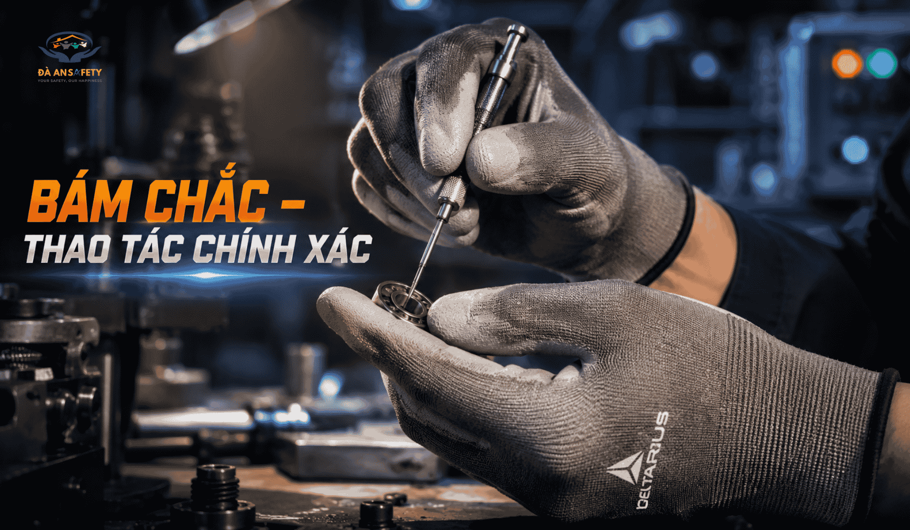 Găng Tay Phủ PU VE702PG Tại Đà Nẵng bám chắc