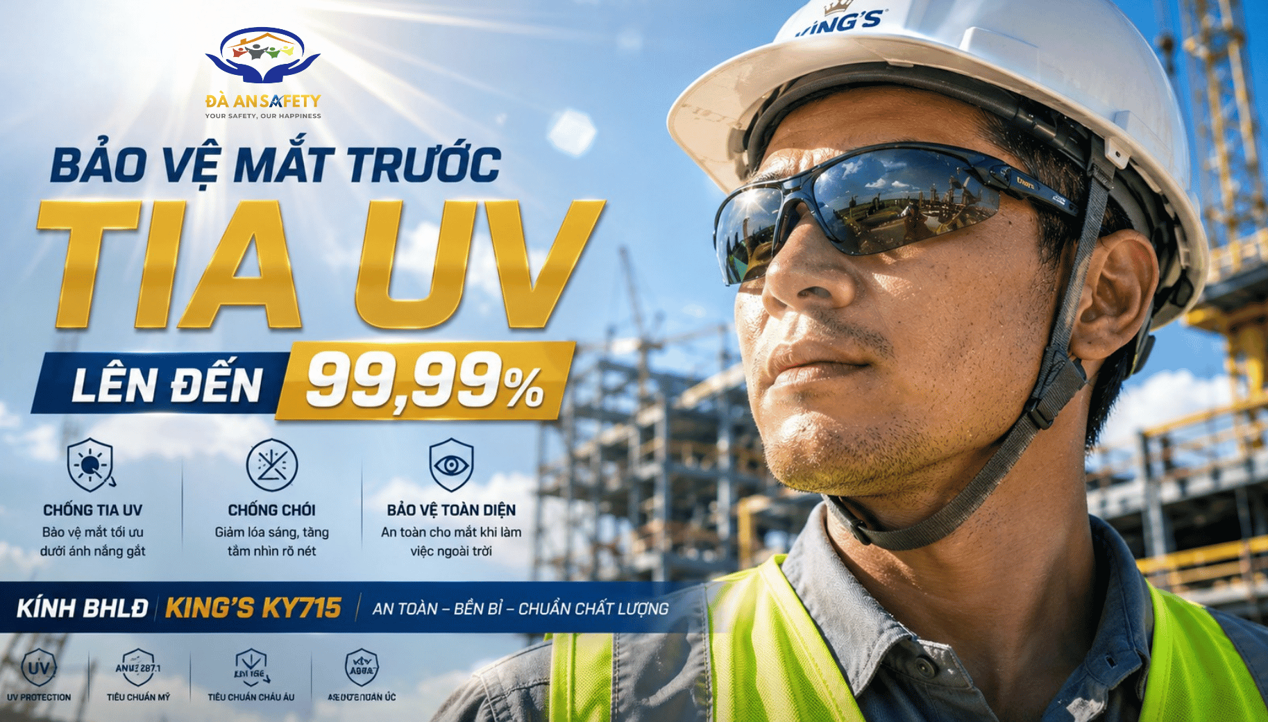 Kính BHLĐ King KY715 tại Đà Nẵng chống tia UV