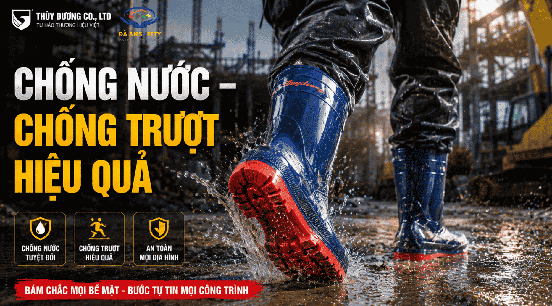 Ủng Bảo Hộ Mũi Thép Thùy Dương Tại Đà Nẵng khả năng chống trượt