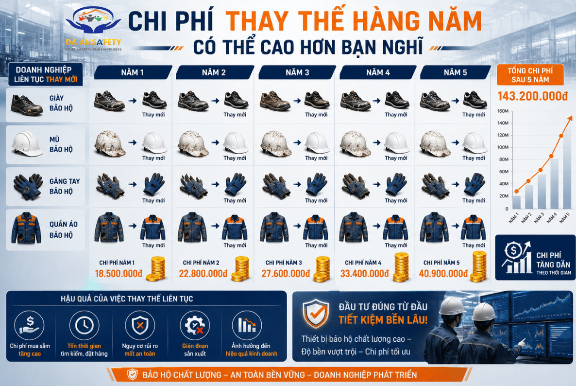 Bảo hộ lao động tại Đà Nẵng chi phí thay thế hàng năm
