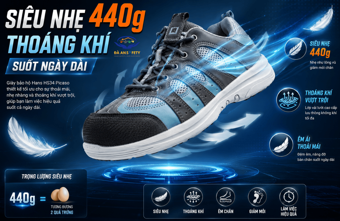 Giày bảo hộ Hans HS34 picaso tại Đà Nẵng siêu nhẹ