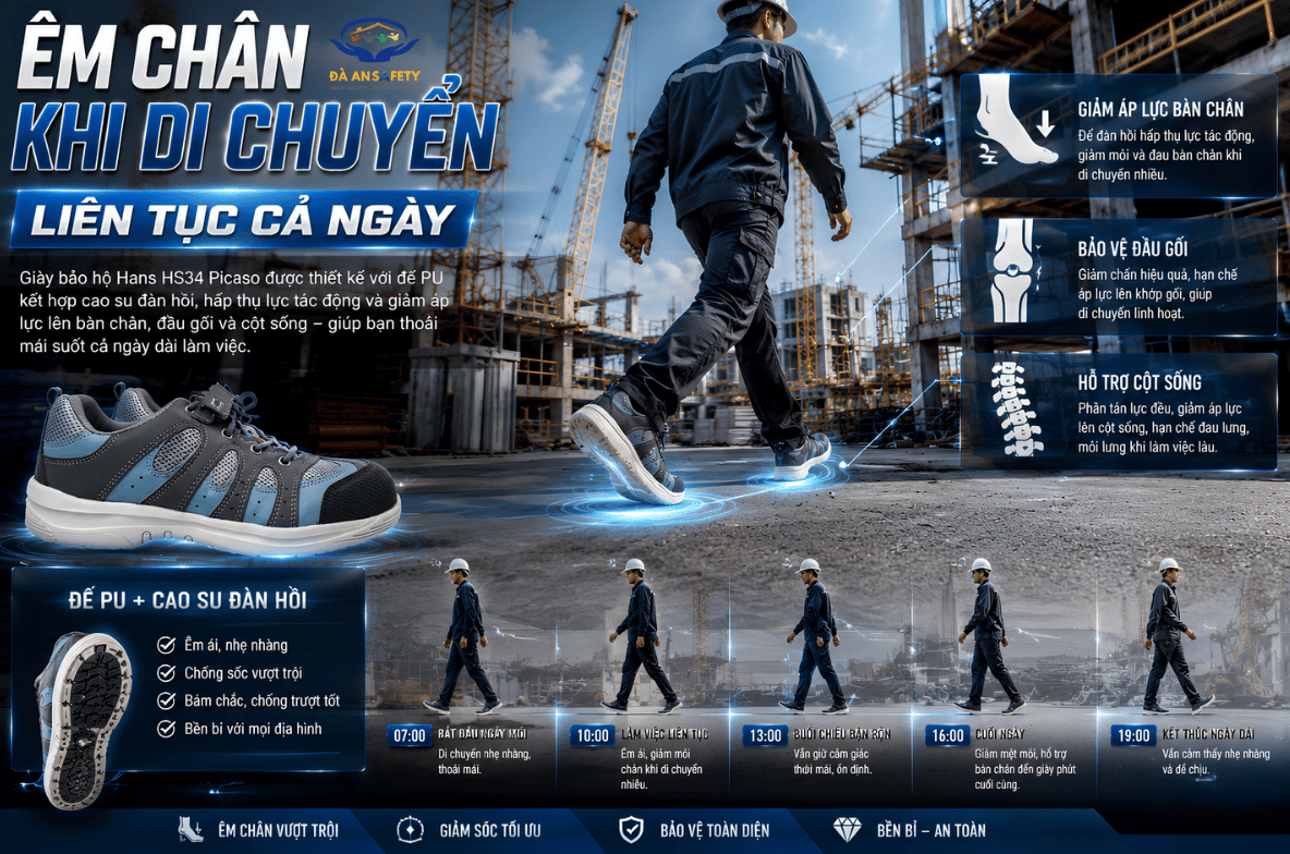 Giày bảo hộ Hans HS34 picaso tại Đà Nẵng độ êm chân