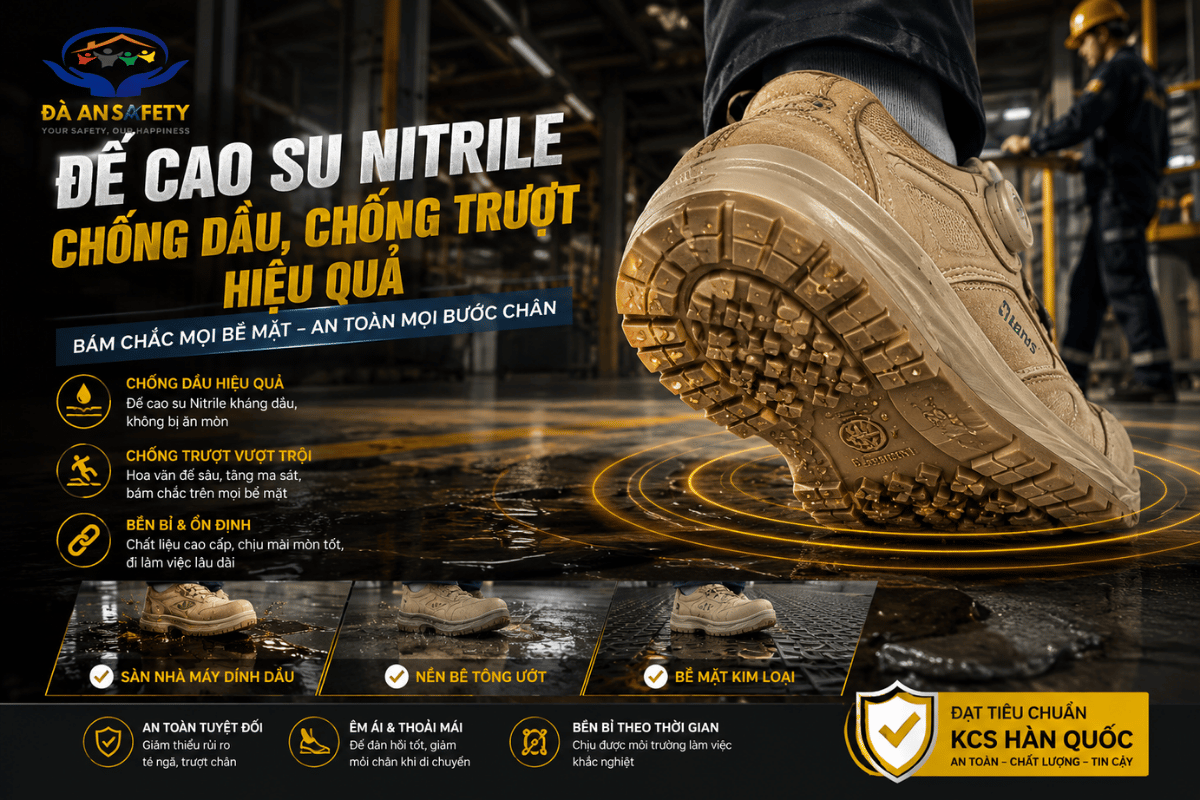 Giày bảo hộ Hans HS81 tại Đà Nẵng  đế cao su