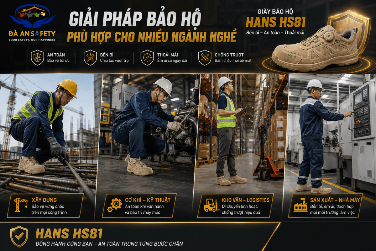 Giày bảo hộ Hans HS81 tại Đà Nẵng phù hợp nhiều ngành nghề