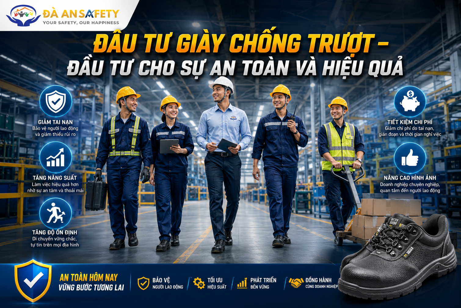 Giày bảo hộ lao động tại Đà Nẵng đầu tư đúng