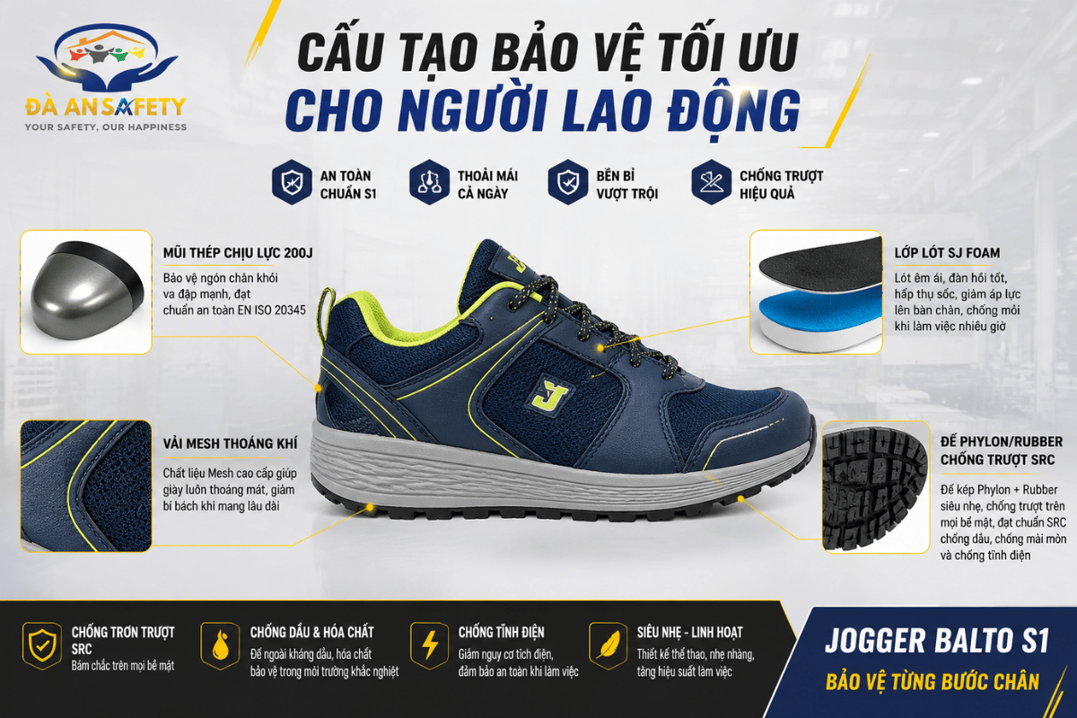 Giày bảo hộ Jogger Balto S1 tại Đà Nẵng cấu tạo giày
