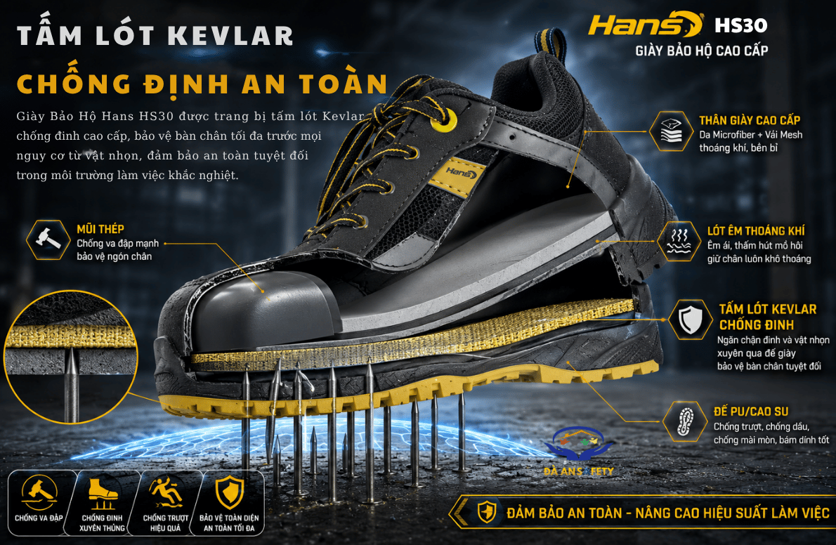 Giày bảo hộ hans hs30 tại Đà Nẵng chống đinh