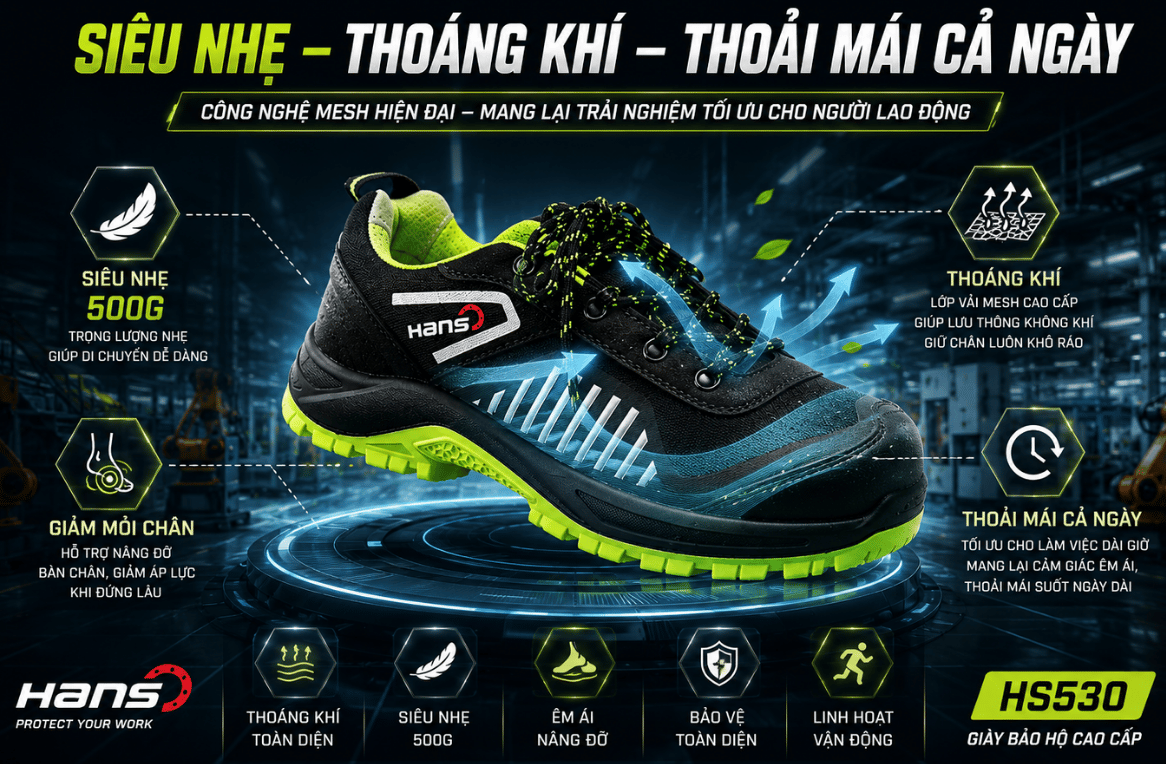 Giày bảo hộ Hans HS530 tại Đà Nẵng siêu nhẹ thoáng khí
