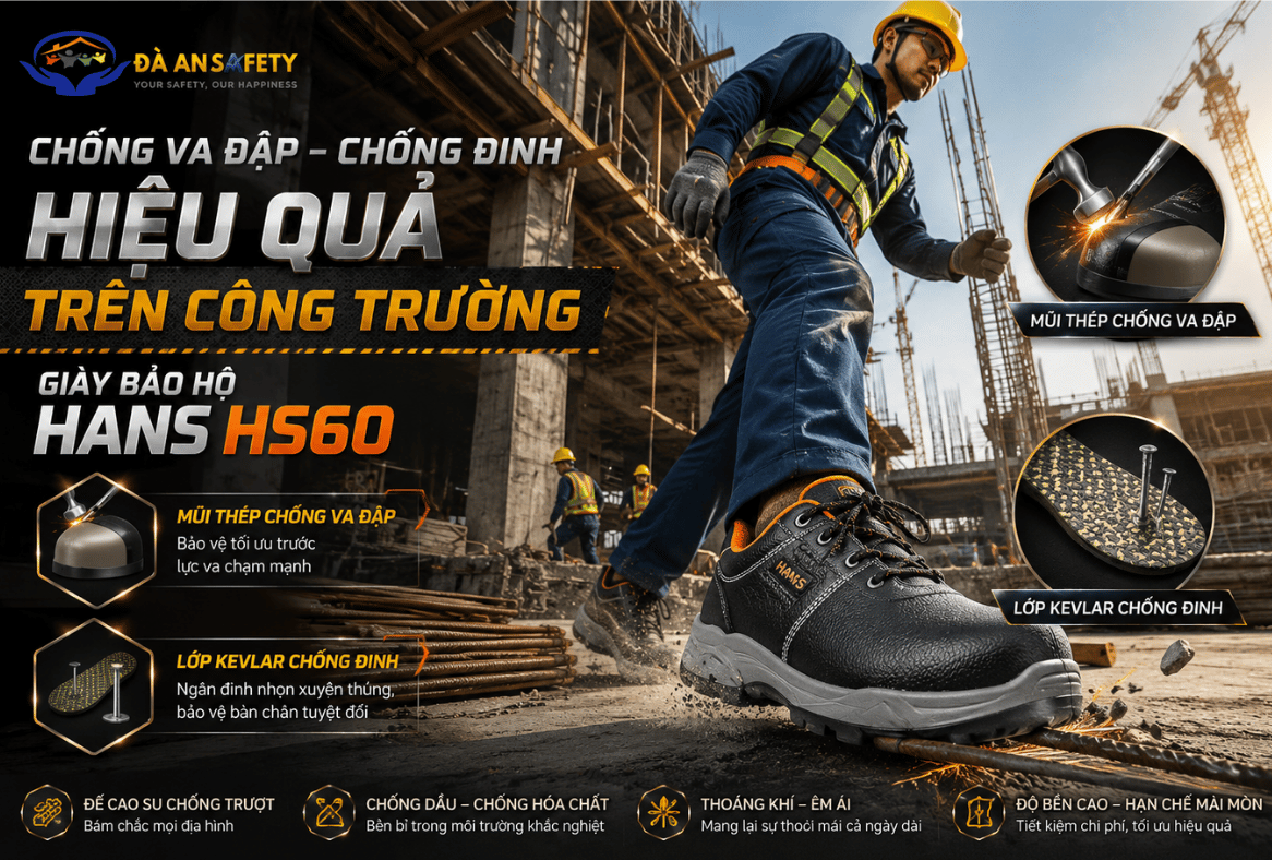Giày bảo hộ Hans HS60 tại Đà Nẵng chống đinh và va đập