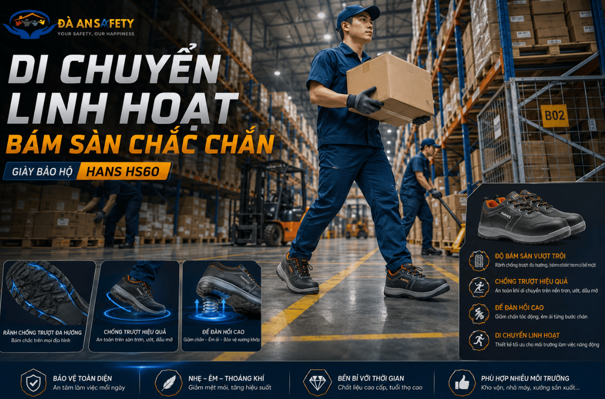 Giày bảo hộ Hans HS60 tại Đà Nẵng di chuyển linh hoạt
