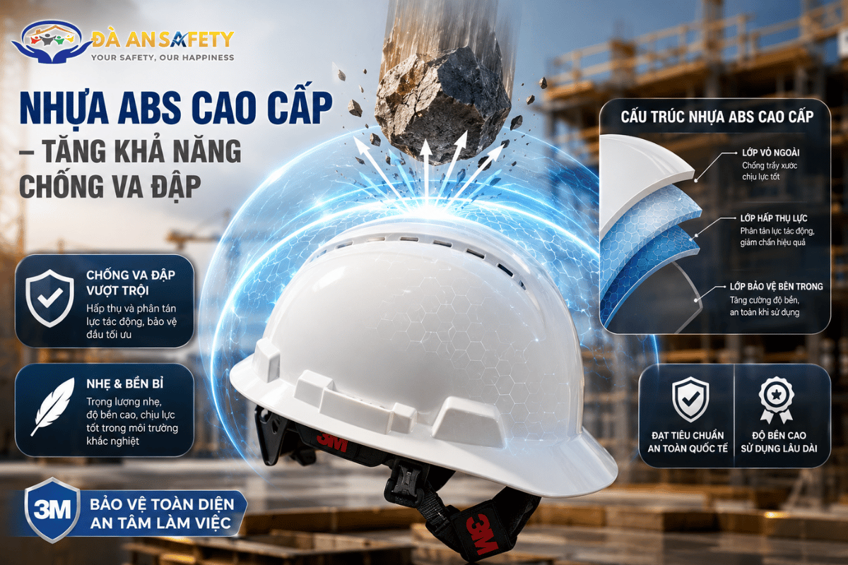 Mũ bảo hộ 3M tại Đà Nẵng chất liệu nhựa ABS