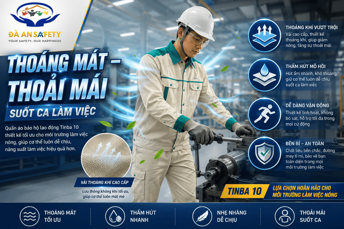 Quần áo bảo hộ lao động tinba 10 tại Đà Nẵng thoáng mát