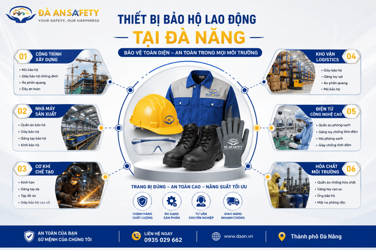 Thiết bị bảo hộ lao động tại Đà Nẵng lựa chọn cho từng môi trường