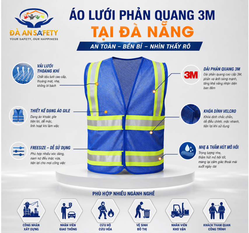 Áo lưới phản quang 3M tại Đà Nẵng các thông số áo