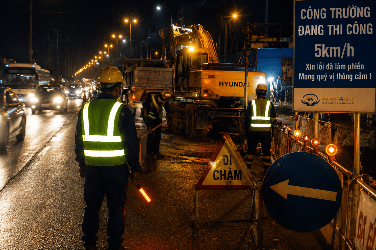 Áo lưới phản quang 3M tại Đà Nẵng nhân viên công trình