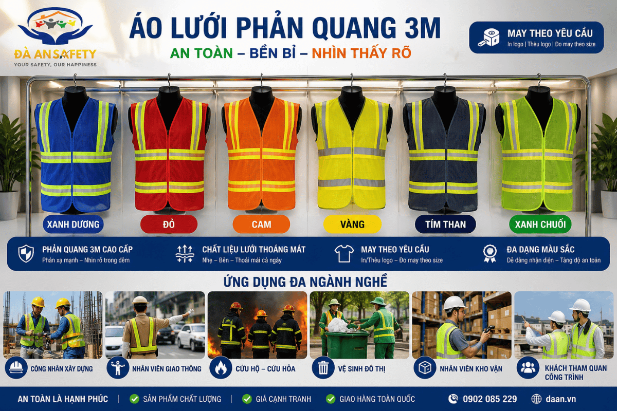 Áo lưới phản quang 3M tại Đà Nẵng chọn màu áo 