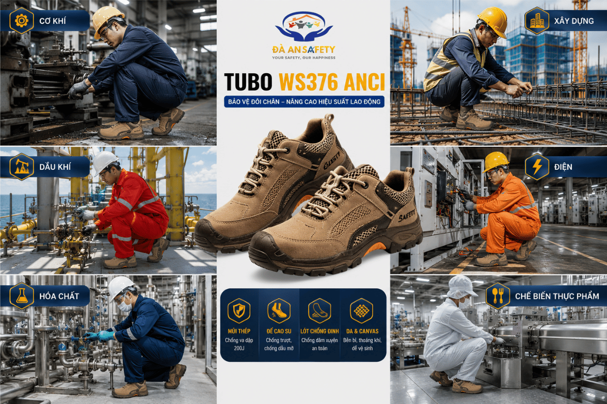 Giày Bảo Hộ TUBO WS376 ANCI Tại Đà Nẵng phù hợp với từng ngành nghề