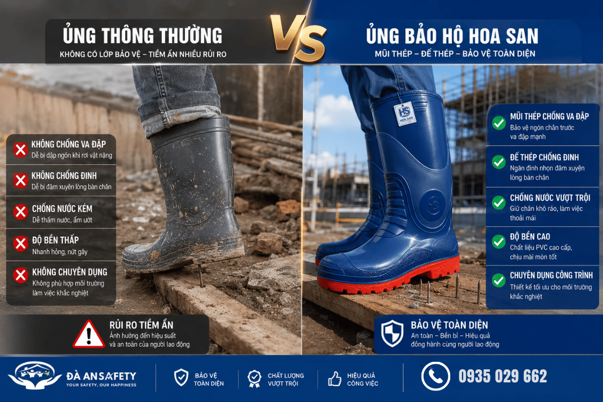 Ủng bảo hộ mũi thép đế thép Hoa San Tại Đà Nẵng