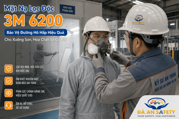 Mặt Nạ Lọc Độc 3M 6200 Tại Đà Nẵng: Giải Pháp Bảo Vệ Đường Hô Hấp Cho Xưởng Sơn, Hóa Chất Và Cơ Khí